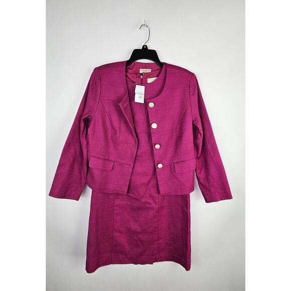 New Appleseed’s Pink 2pc Suit Dress Blazer Set Size 12P Opal Buttons Career k - Picture 1 of 14